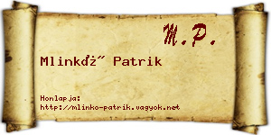Mlinkó Patrik névjegykártya